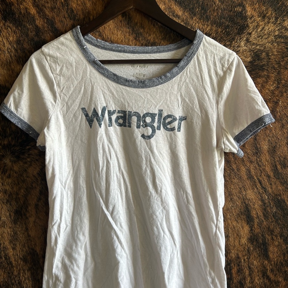 Wrangler White Tee with Gray Trim